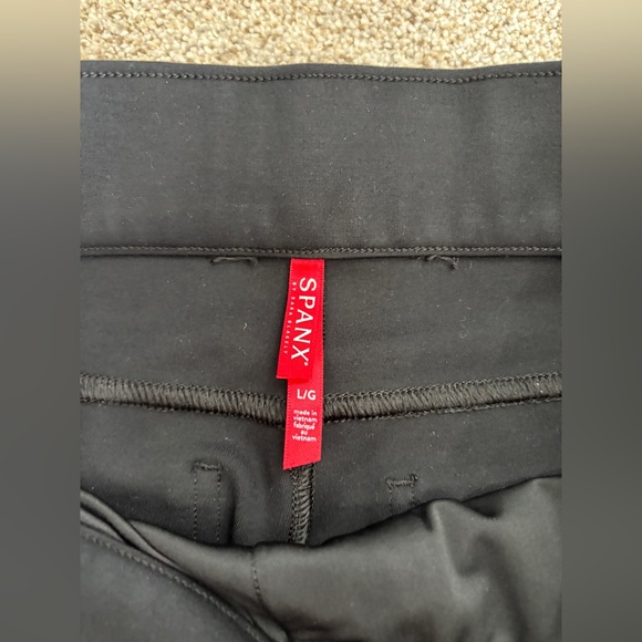 Spanx The Perfect Pant Slim Straight Ankle Pants black ponte knit fabric Large - Picture 8 of 9
